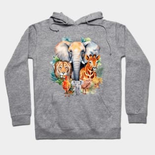 Watercolor Animal Safari #2 Hoodie